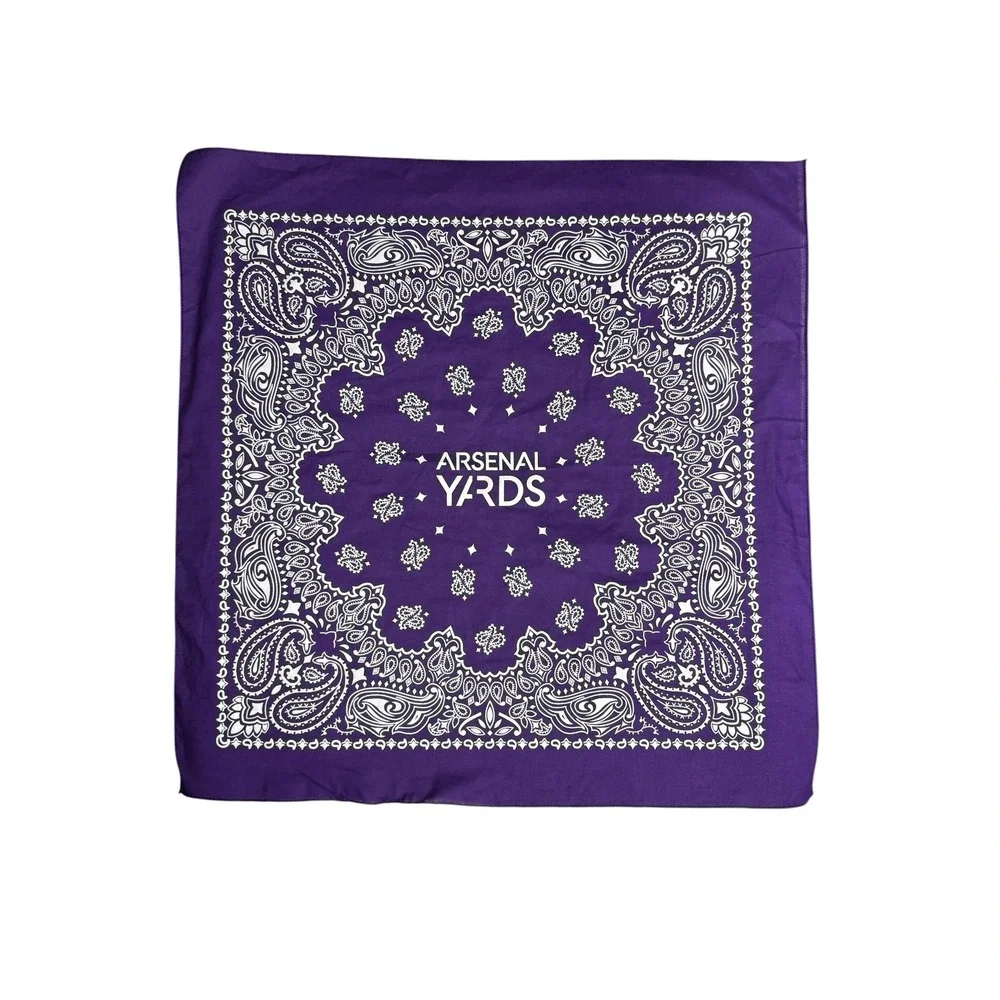 Arsenal Yards Purple Paisley Logo Bandana Square Scarf 21x21